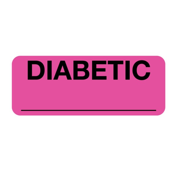 Nevs Label, Diabetic _ 7/8 x 2-1/4 Flr Flr Pink w/Black VW-0027 - main